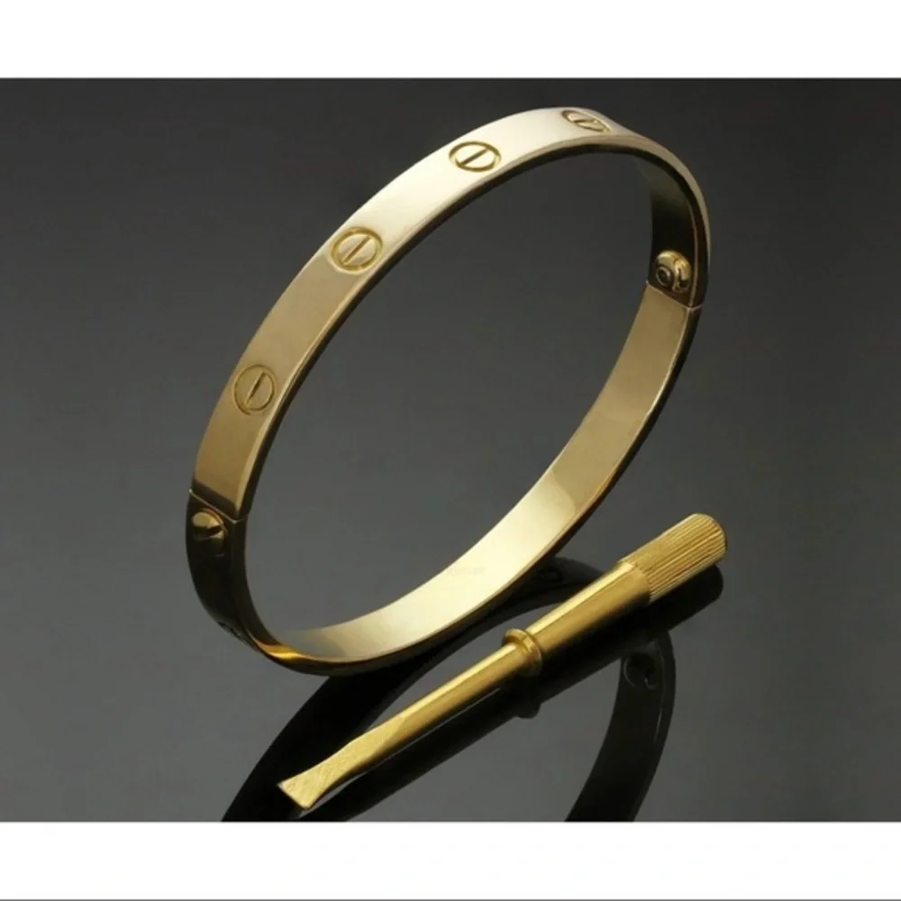 Generic Stainless Steel Screw Cuff Bangle Bracelet with Screwdriver in Gold
